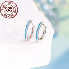 14mm 925 Sterling Silver Small Huggie Hoop Earrings Women Cubic Zirconia Jewelry