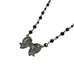 ANNA SUI – Silver Black Clear Hardware Rhinestones Beads Necklace
