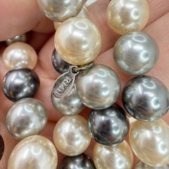 Croft & Barrow Faux Pearl Necklace & Bracelet Set Gray Silver Cream Long Beaded