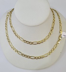 Real 10k Yellow Gold Chain Figaro Link Necklace 4mm Men Women 10kt