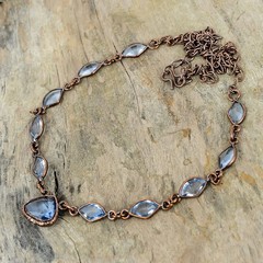 Tanzanite Quartz Gemstone Copper Engagement Electroformed Chain Necklace Jewelry