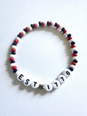 Established 1776 American USA July 4th Bracelet Red White Blue Jewelry