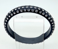 Boho black round Lucite Plastic clear rhinestone party fashion bangle bracelets
