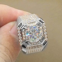 Wedding Band Ring Invisible Setting Smooth Surface Mens Business Wear Jewelry