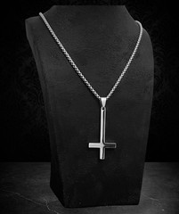 Stainless Steel Inverted Cross Pendant And Chain Upside Down Cross Necklace