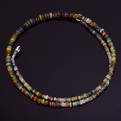 30.6 Ct. Natural Fire Ethiopian Opal Gemstone Smooth Beads Necklace 16″ A-1994