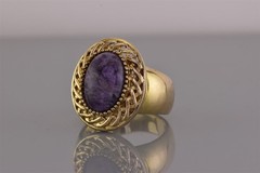 Badavic HK Gold Sterling Silver Woven Bezel Purple Charoite Band Ring 925 Sz: 9