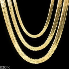 Men & Lady 14K Gold Plated 4mm – 14mm Flat 20″ Or 24″ Herringbone Necklace Chain
