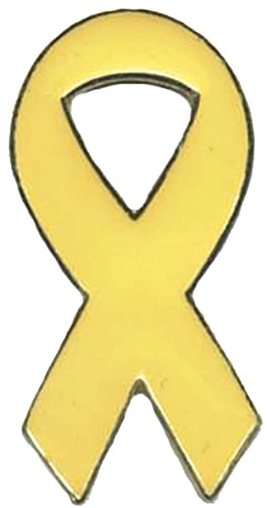 PLAIN YELLOW SUPPORT OUR TROOPS RIBBON LAPEL PIN NEW