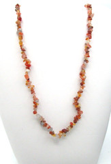 CRUSHED 3-10mm RED AGATE CHIP 26″ NECKLACE w MATCHING STRETCH BRACELET NWOT JB19