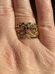 Delicate is a Power Move Black Onyx & Diamond CZ rhodium gold plated set 4 rings