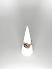 Vintage 10K Yellow Gold Cluster Ring with Genuine Rubies and Diamond Accents