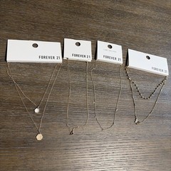 Forever 21 Women’s White /Gold Color Necklace, 4 Piece, New W Tags (4)