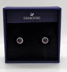 Swarovski Angelic Crystal Halo Stud Earrings- Purple