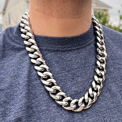Mens 316L Stainless Steel Miami Cuban Link Chain Heavy Necklace 22MM Thick 24″