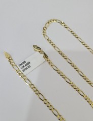 Real 10k Yellow Gold Chain Figaro Link Necklace 3mm Men Women 10kt