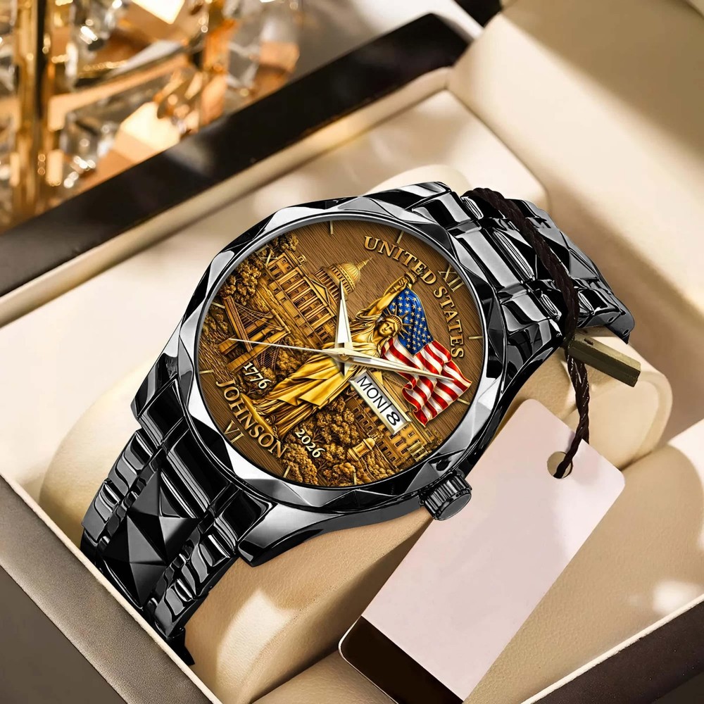 Custom 250th Anniversary USA Watch 1776-2026, Birthday Celebration Gift for Men