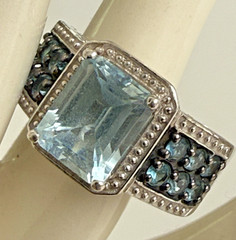 BEAUTIFUL STERLING SILVER 925 BLUE TOPAZ THAILAND RING SIZE 8 EXCELLENT