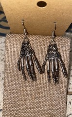 Large Skeleton Hand Earrings Gothic Halloween Dangle Bone Hand