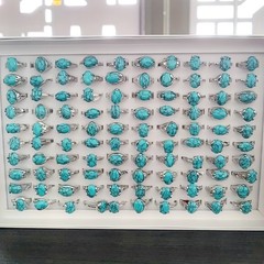 50/100Pcs Wholesale Lot Mixed Ring Turquoise Natural Stone Rings Women Gemstone