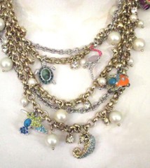 Ann Taylor Ocean Life Coastal Chic Layered Bling Sea Charms on Chains Necklace
