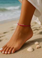 Natural Ruby Anklet Crystal Beaded Anklet Summer Beach Vibe Women Healing Gift