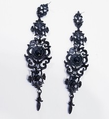 Blue Rhinestone Chandelier Drop Earrings Pageant Drag Prom Bridal Jewelry 4.2 in
