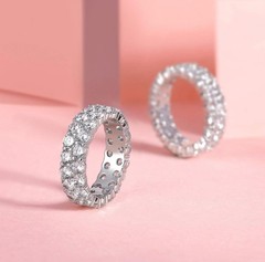 18K White Gold Plated Round-Cut Cubic Zirconia Eternity Band Ring Cocktail 10.5