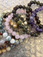 Natural Crystal Elastic Bracelet Assorted Round Gemstones 10 Pieces