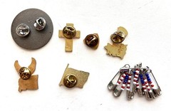 LOT 7 patriotic pins pinbacks eagle flag Veteran safety pins cross metal