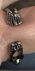 Silver Tone Adjustable Skeleton Ring Metal Band Statement Gothic No Stone