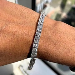 4x6mm Radiant Cut Moissanite Tennis Bracelet D Color Passes Tester S925 Silver