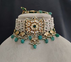 Traditional Indian Kundan Choker Set Indian Bridal Necklace Roz Jewellers.