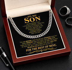 To My Son Cuban Link Chain Necklace Gift from Mom Dad Birthday Present