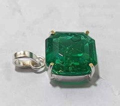 40.35 Ct Stunning Emerald 925 Solid Silver Square Cut Pendant Gemstone