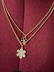 Karl Lagerfeld Double Flower Gold Pendant NWOT Necklace