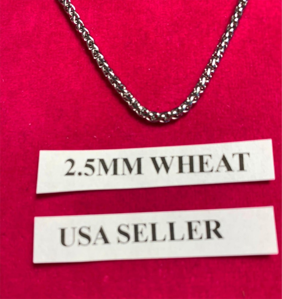 30″ 2.5mm STAINLESS STEEL SILVER BRAIDED WHEAT ROPE NECKLACE CHAIN USA SELLER