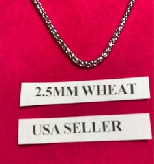 30″ 2.5mm STAINLESS STEEL SILVER BRAIDED WHEAT ROPE NECKLACE CHAIN USA SELLER