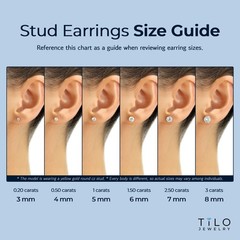 10K Real Solid Gold Solitaire Round CZ Studs Earrings Push-back Stamping 2mm-8mm