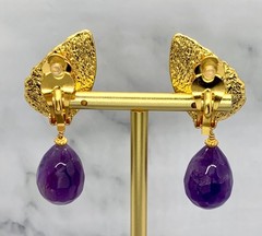 YSL YVES SAINT LAURENT Amethyst Wing Clip On Earrings – Pre owned / MG6264