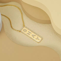 Custom Name Zirconia Letters Diamond Pendant Necklace Box Chain Jewelry Women
