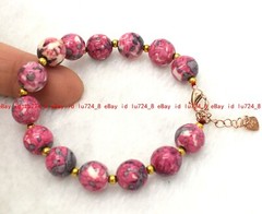 Fashion 6/8mm Natural Red Turquoise Gemstone Round Beads Bracelet 7.5 Inches
