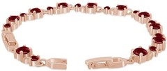 Simulated Diamond Ruby Leaf Shape Tennis Bracelet in 14k Gold Plated Silver