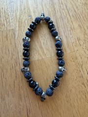 LOT of 6 Handmade Beaded Bracelets – Lava Stone, Onyx, Skull, Buddha, Lion, Gems