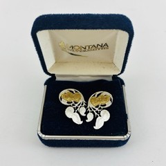 Montana Silversmiths Goldtone and Silvertone Heart Earrings, 1.25 inch, Pierced