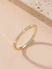 Womens Minimalist CZ Ring Thin Stacking Eternity Band Wedding Cubic Zirconia
