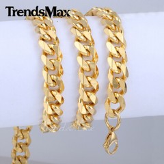 Miami Cuban Curb Link Chain Necklace or Bracelet 14K Gold Plated Stainless Steel