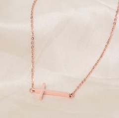 Fashion Women Titanium Stainless Steel Religious Side Cross necklace 16-18″