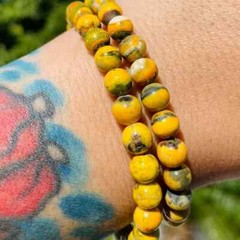 Rare Bumblebee Jasper Bracelet – 8mm Natural Yellow & Black Striped Stone