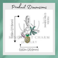 Pineapple, Palm Tree, and Flamingo Charm For Bracelet, Summer Charm